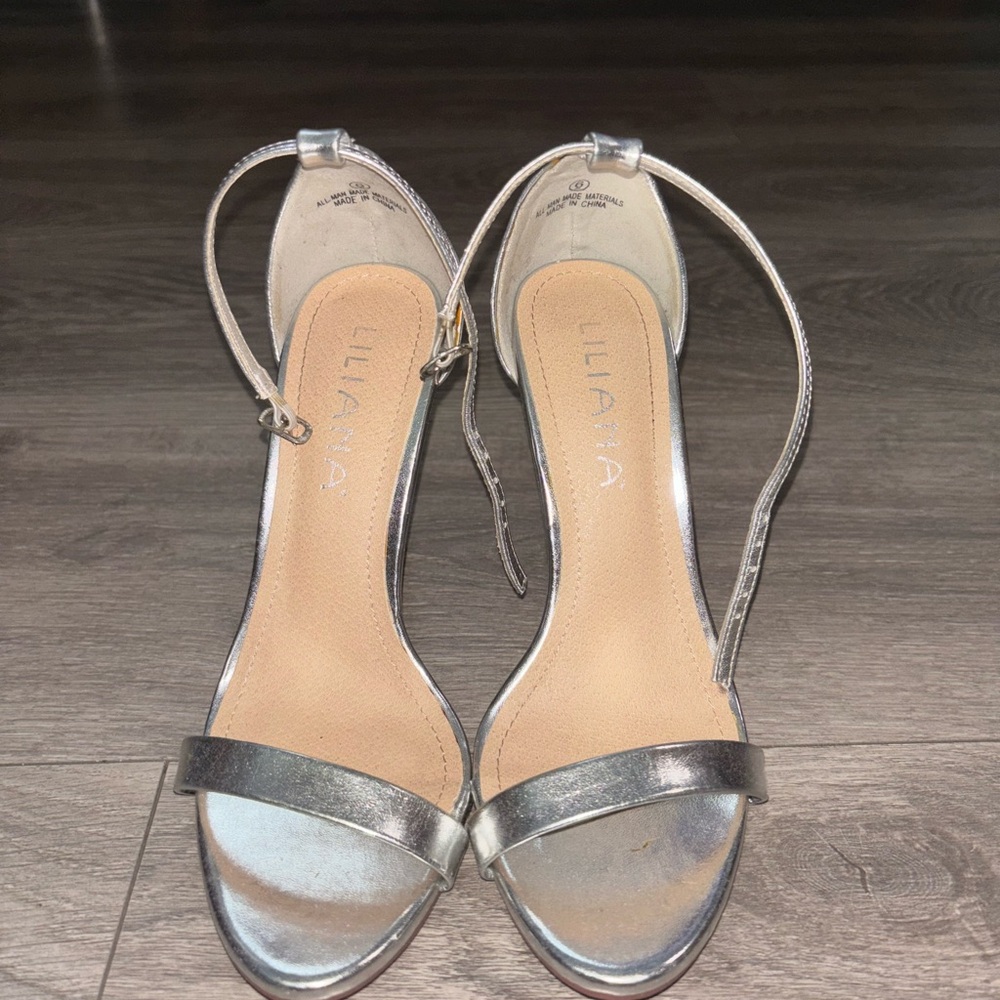 Liliana Silver Strappy Heels for Formal Occasions